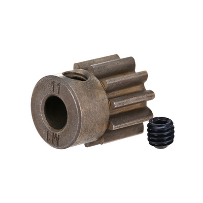 TRAXXAS Gear, 11-T pinion (1.0 metric pitch) (fits 5mm shaft)/ set screw (for use only with steel spur gears)