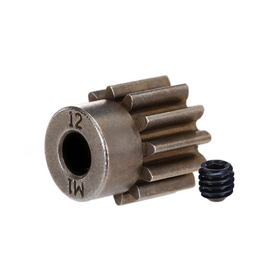 TRAXXAS Gear, 12-T pinion (1.0 metric pitch) (fits 5mm shaft)/ set screw (for use only with steel spur gears)