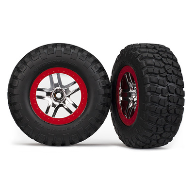 Traxxas Tires & Wheels, Assembled, Glued (Split-Spoke Chrome/Re