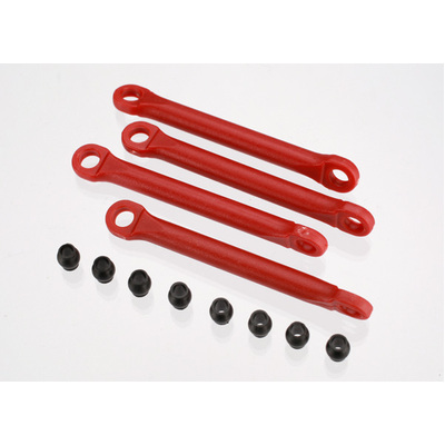 TRAXXAS Push rod (molded composite) (red) (4)/ hollow balls (8)