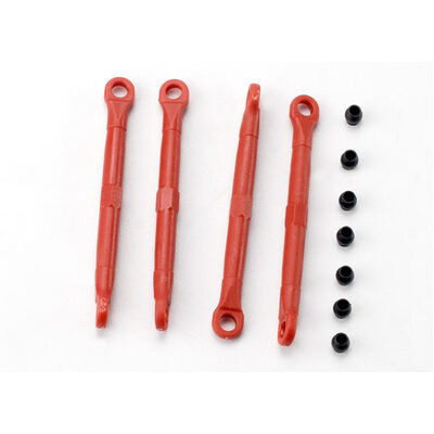 TRAXXAS Toe link, front & rear (molded composite) (red) (4)/ hollow balls (8)
