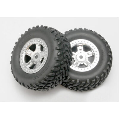 Traxxas Tires & Wheels, Assembled, Glued (SCT Satin Chrome) (2)