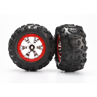 Traxxas Tires & Wheels, Assembled, Glued (Red Summit 1/16)