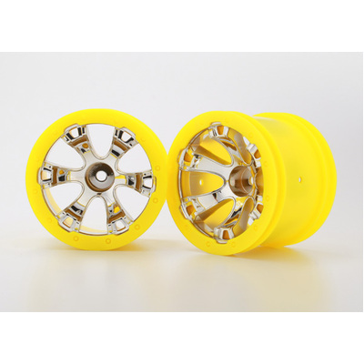 Traxxas Wheels, Geode 2.2" (Chrome, Yellow Beadlock Style) (2)