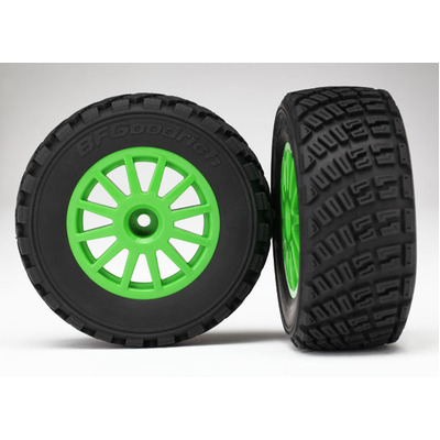 Traxxas Tires & Wheels, Assembled, Glued (Green Wheels) (2)