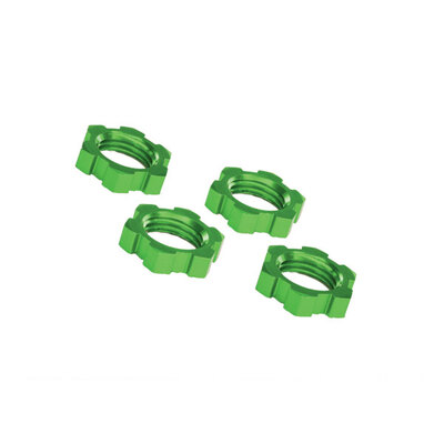 TRAXXAS Wheel nuts, splined, 17mm, serrated (green-anodized) (4)