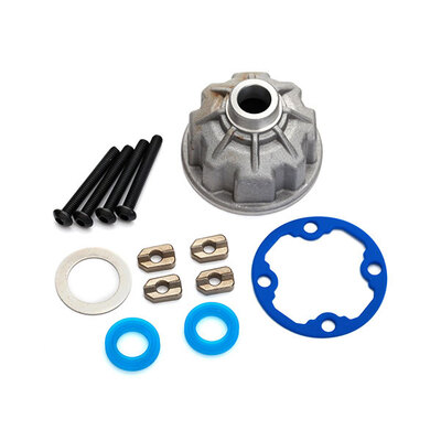 TRAXXS Carrier, differential (aluminum)/ x-ring gaskets (2)/ ring gear gasket/ spacers (4)/ 12.2x18x0.5 metal washer