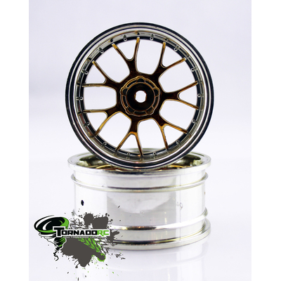 TORNADO RC 1/10 CHROME RIMS SILVER YELLOW 1 PAIR