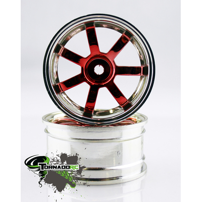 TORNADO RC 1/10 CHROME TIRES SILVER RED