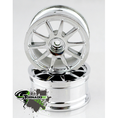 TORNADO RC 1/10 CHROME RIMS BRIGHT SILVER 1 PAIR