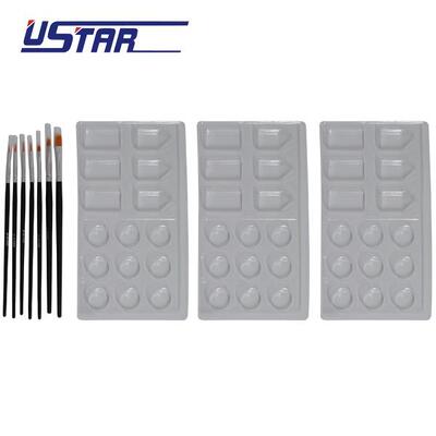 USTAR  PAINT BRUSH SET W/CUPS (7PCE)