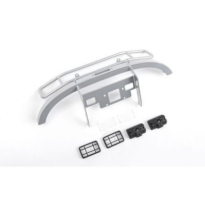 Ranch Steel Front Winch Bumper w/ Lights for Axial 1/10 SCX10 II UMG10 (Silver)