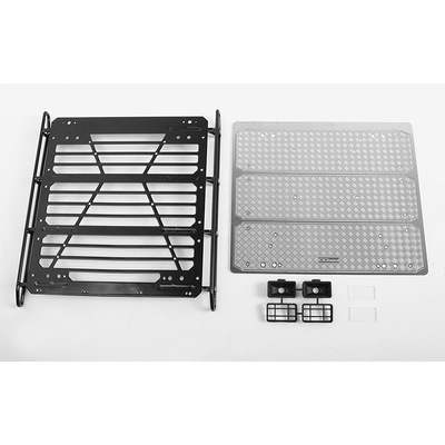 Command Roof Rack w/ Diamond Plate & 2x Square Lights for Traxxas Mercedes-Benz G 63 AMG 6x6 (Style B)